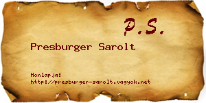 Presburger Sarolt névjegykártya